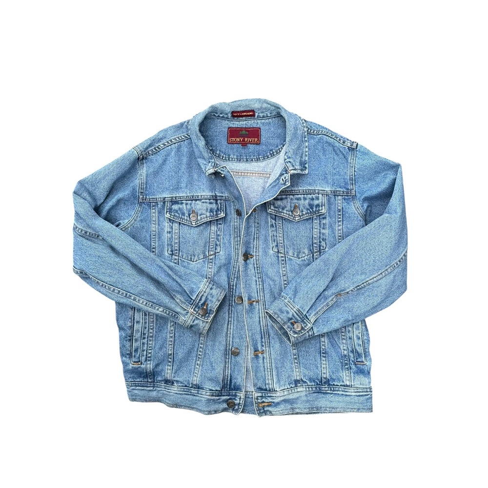 Stony River Vintage 90s Denim Trucker Jacket 100% Cotton Men's Size Medium